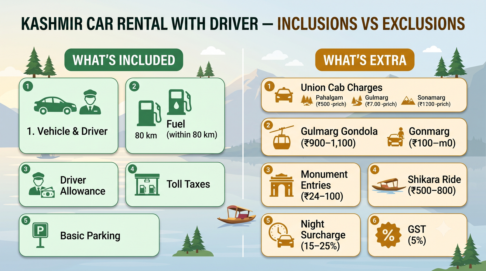 Online cab booking in Kashmir - app vs local operator comparison infographic for booking decision