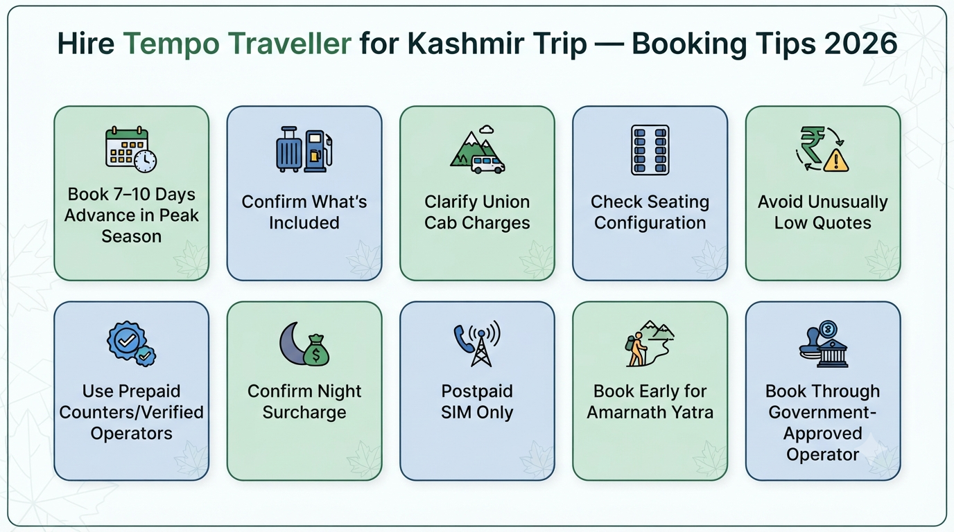 essential tips to hire tempo traveller for Kashmir trip